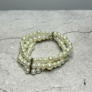 Vintage Three Strand Faux Pearl Bracelet